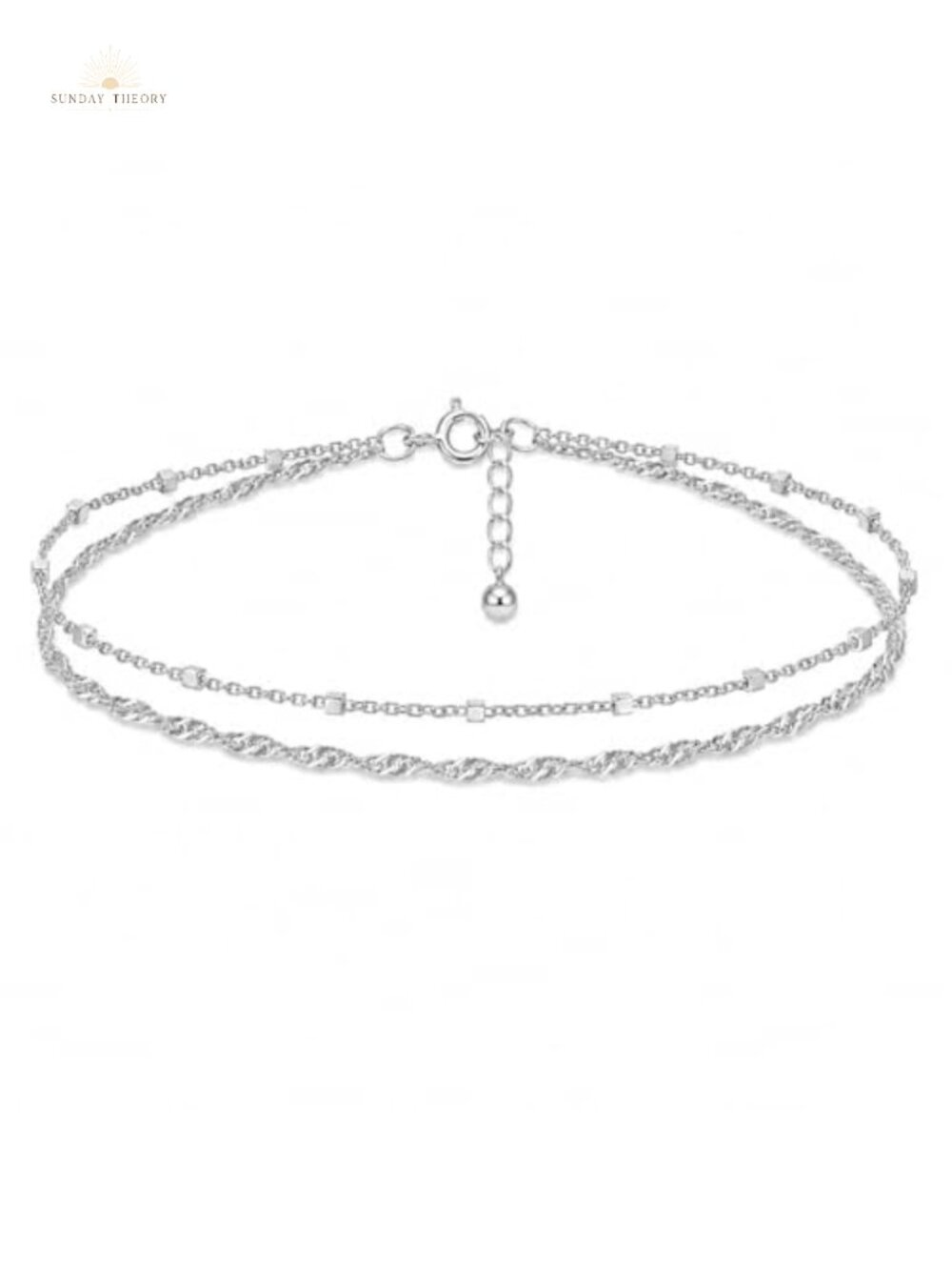Sterling Silver Double Stranded Link Bracelet Dainty Waterproof Chain for Women